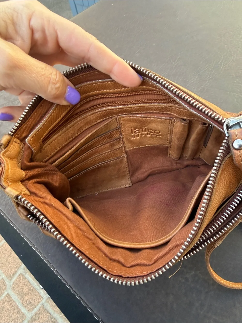 latico Tan Woven Leather Crossbody Bag purse